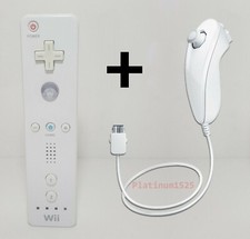 Official Genuine Nintendo Wii Controller Remote in White + Nunchuck Controller