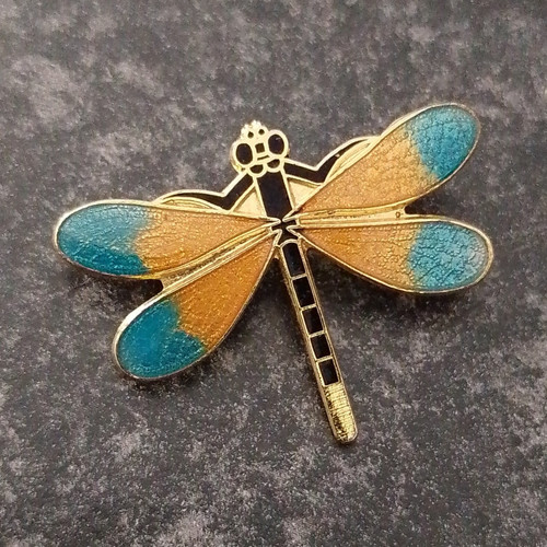 Dragonfly enamelled brooch - brooch, pin