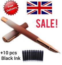 Beautiful Gradient Fountain Pen With 10 Ink Cartridges In Blue and Brown Design.