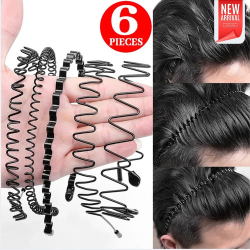 Black metal sports hairband - black,