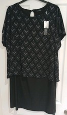Roman Curve Size 18 Black/Silver Short Sleeve Occasion Dress New with Tags