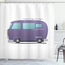 Vintage Trucks Shower Curtain Side View Funny Van