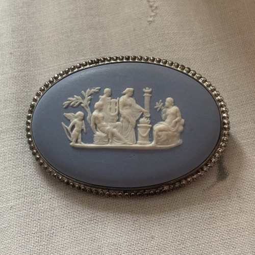 Wedgwood blue jasperware - blue, oval