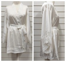 Boux Avenue Ladies Ivory Satin Dressing Gown Kimono Robe UK Sizes 8-12 Bridal