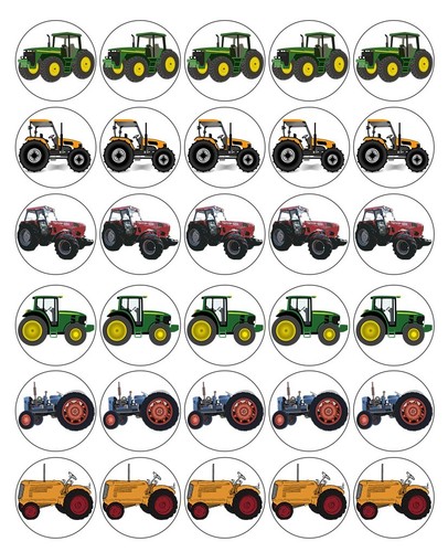 Farm tractors cupcake toppers - farm,