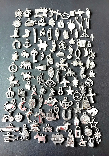 100 tibetan silver charms - tibetan,