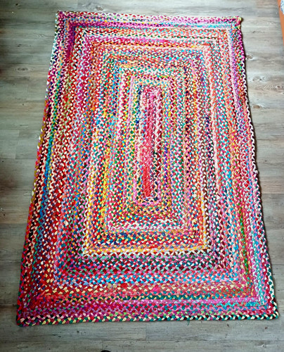 Large used indian rag rug - used,