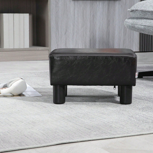 Brown leather footstool - pu,