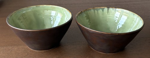 Pair studio pottery bowls - pair,
