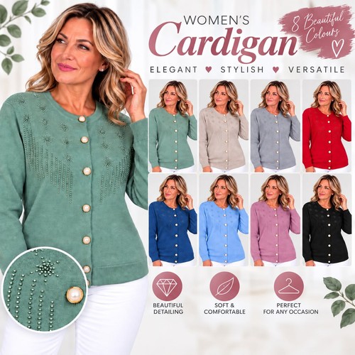 Ladies cardigan button soft - cardigan,