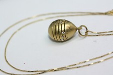 Vintage Fabergé Egg 1" Pendant 925 Gilt Sterling Silver Swarovski Necklace 18"