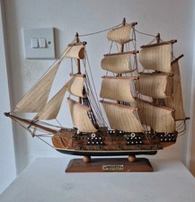 Bergantin Siglo XVIII Model Wooden Boat Sailing Ship Galleon Collectible 17"x 14