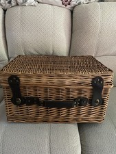 Large Wicker Basket With Handle And Straps holds picnic 6 people/ GREAT toy box.