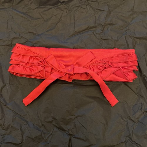 Crimson red silk garter - red,