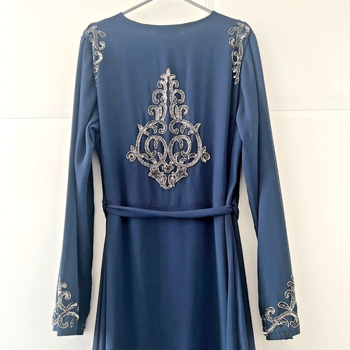 Navy blue women open abaya - open,
