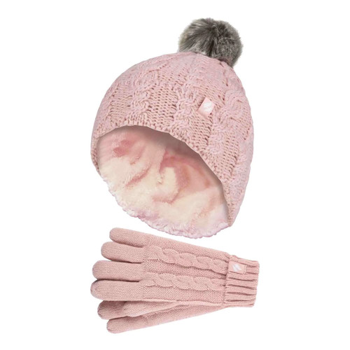 Girls cable bobble hat and - bobble,