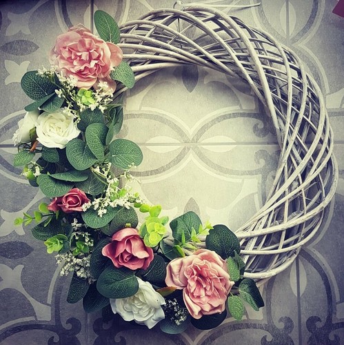 Handmade wicker wreath grey - handmade,