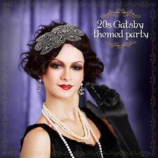1920'S BLACK FLAPPER FANCY DRESS COSTUME LADIES 3 PIECE ACCESSORY SET GATSBY (A)