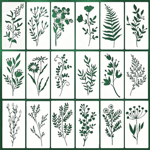 18pcs floral painting stencils - floral,