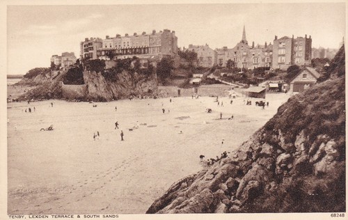 Tenby old sepia print - sepia,