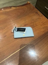 Lulu Guinness Lip Pin Leah Wallet, Crossgrain Leather, WEDGEWOOD BLUE 