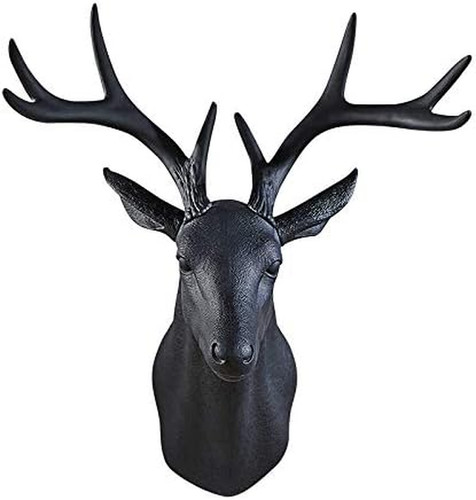 Large black faux deer - black,