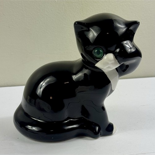 Ceramic cat figurine - cat, black