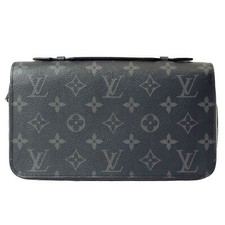 Auth Louis Vuitton Zippy XL Clutch Bag Wallet Monogram Eclipse M61698  Black