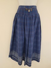 Vintage Skirt Blue Cotton Midi