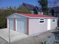 Concrete Double Garage INSTALLED Pre-fab Sectional Elite Apex Roof 16'3 X 16'5"