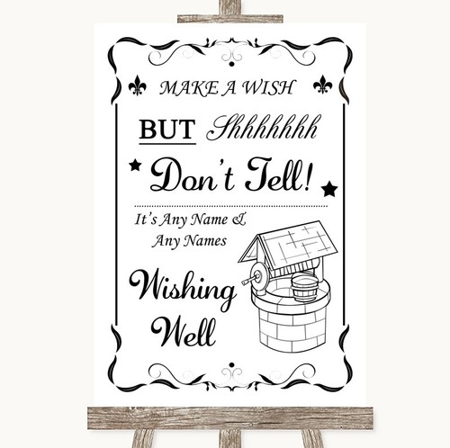 Black white wishing well - white,