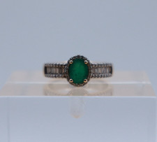 9CT YELLOW GOLD OVAL CUT EMERALD WITH DIAMONDS SIZE N