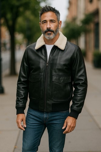 Vince leather jacket aviator - leather,