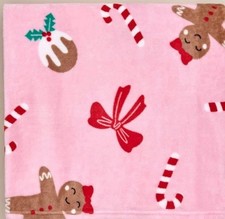 NEW CHRISTMAS FESTIVE PINK THROW GINGERBREAD PUDDINGS CANDY CANE BLANKET WARM.