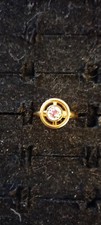 Very Rare Vintage 1979 SARAH COV Gold Plated Rejoice Ring With Red Stone & Faux 