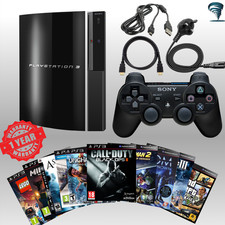 Sony Playstation 3 Console 60GB PS3 2 USB Ports PS3 Cables 10 Games Controller