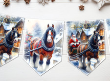 Snowy Shire Horse Christmas Bunting Decoration