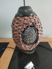 Large Wicker Woven Rattan living room Bedside Table Lamp 21.5" Tall rustic Brown