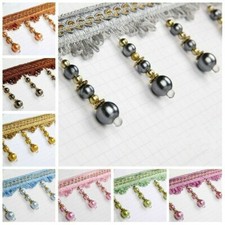 11 Yards X 80mm Beaded Trim for Curtain Blind Bead Fringe Edge Trimming New