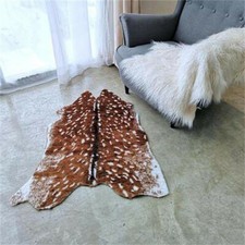 Deer Cow Hide Printed Faux Fur Animal Skin Rug Floor Mat Carpet Home Decor New