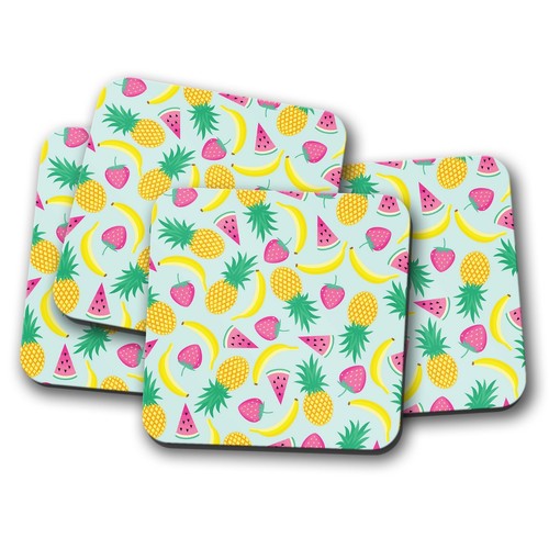 Set tropical fruit coaster - -,
