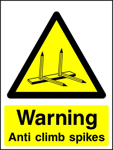 Warning anti climb spikes sign - warning,