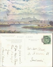 Bridge and cityscape view Lancaster AL Piercy Sons 1905 postmark Landscapes