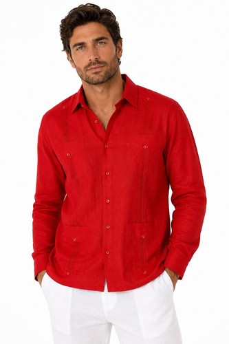 Mens 100 soft linen guayabera - 100%,