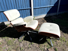 Cream Eames Style Lounge chair and ottoman, Mid-Century, Vintage Retro