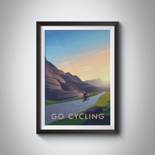 Cycling travel poster - go,