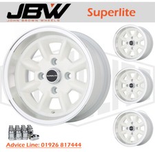 7x 13 Superlite Wheels Classic Ford Set of 4 White