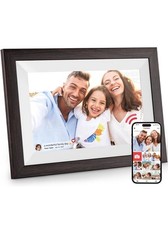 Hesmor Frameo Digital Photo Frame Wifi, 10.1 Inch, BLACK AND WOOD GREEN