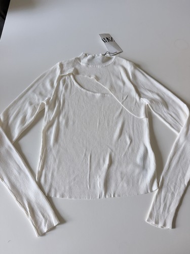 Zara white ribbed - knit, long