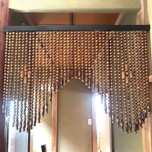 Vintage wooden bead curtain - wooden,